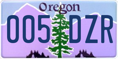 OR license plate 005DZR
