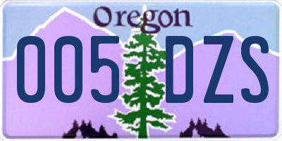 OR license plate 005DZS
