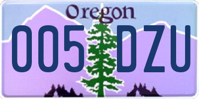 OR license plate 005DZU
