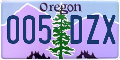 OR license plate 005DZX