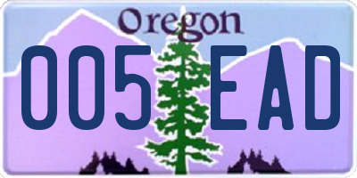 OR license plate 005EAD