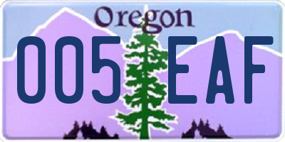 OR license plate 005EAF