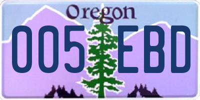 OR license plate 005EBD