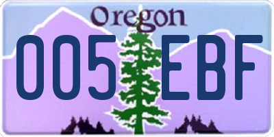 OR license plate 005EBF
