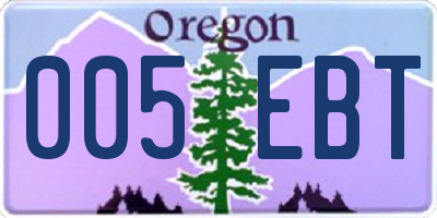 OR license plate 005EBT