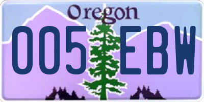 OR license plate 005EBW