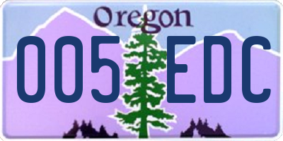 OR license plate 005EDC