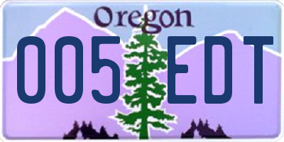 OR license plate 005EDT