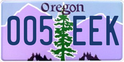 OR license plate 005EEK