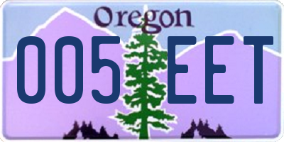 OR license plate 005EET