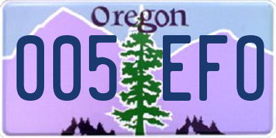 OR license plate 005EFO