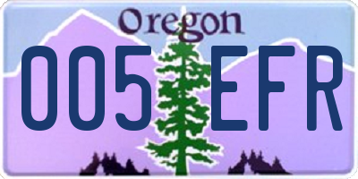 OR license plate 005EFR