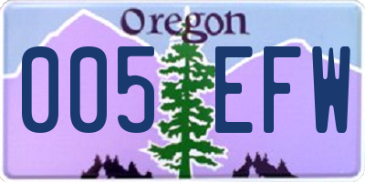 OR license plate 005EFW