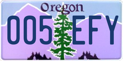 OR license plate 005EFY