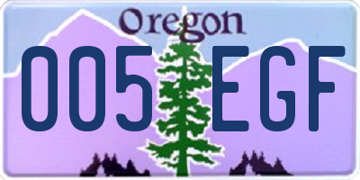 OR license plate 005EGF