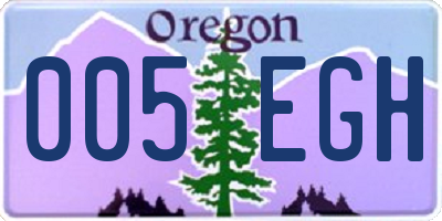OR license plate 005EGH
