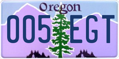 OR license plate 005EGT