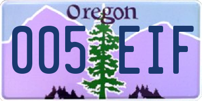 OR license plate 005EIF