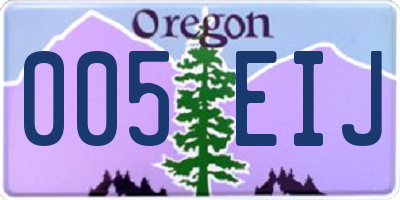 OR license plate 005EIJ