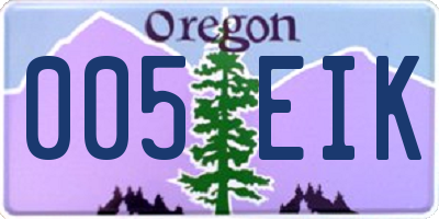 OR license plate 005EIK