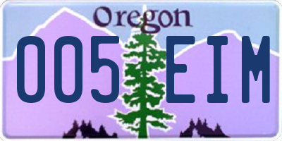 OR license plate 005EIM