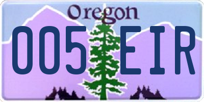 OR license plate 005EIR