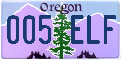 OR license plate 005ELF