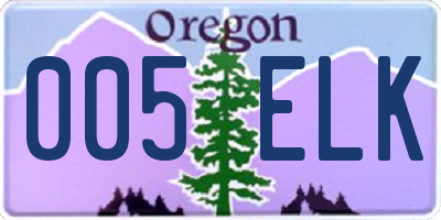 OR license plate 005ELK