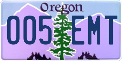 OR license plate 005EMT