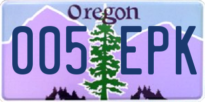 OR license plate 005EPK