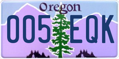 OR license plate 005EQK