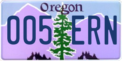 OR license plate 005ERN