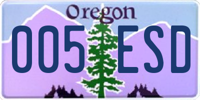 OR license plate 005ESD