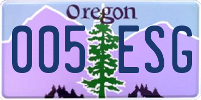 OR license plate 005ESG