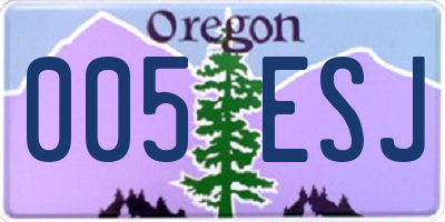 OR license plate 005ESJ