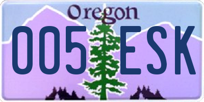 OR license plate 005ESK