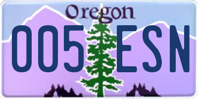 OR license plate 005ESN