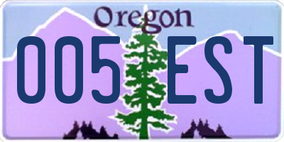 OR license plate 005EST