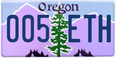 OR license plate 005ETH