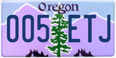 OR license plate 005ETJ