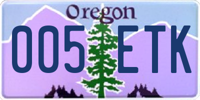 OR license plate 005ETK