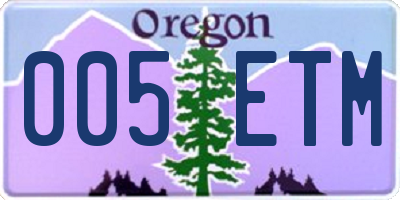 OR license plate 005ETM