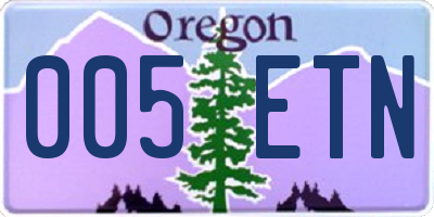 OR license plate 005ETN