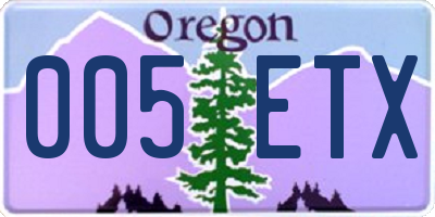 OR license plate 005ETX