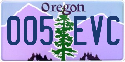 OR license plate 005EVC