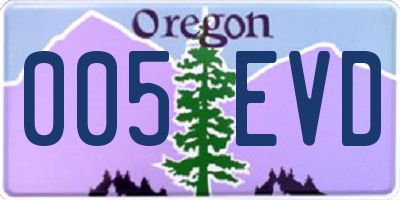 OR license plate 005EVD