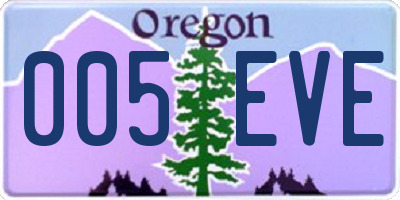 OR license plate 005EVE