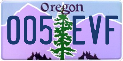 OR license plate 005EVF