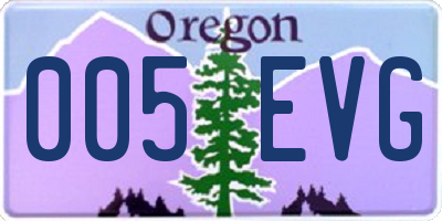 OR license plate 005EVG