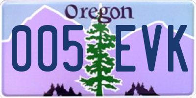 OR license plate 005EVK